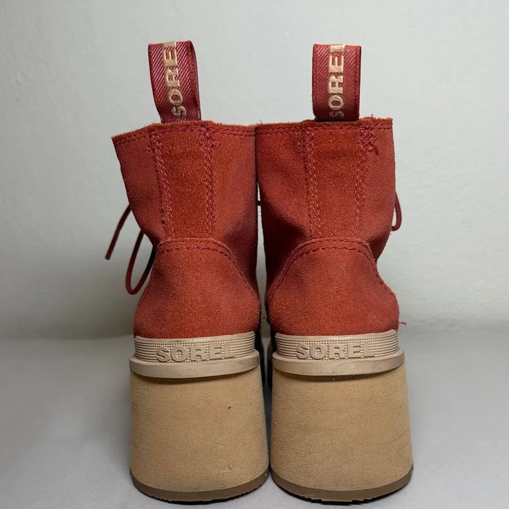 SOREL WOMEN'S HI-LINE HEEL LACE BOOT WARP RED TAWNY BUFF